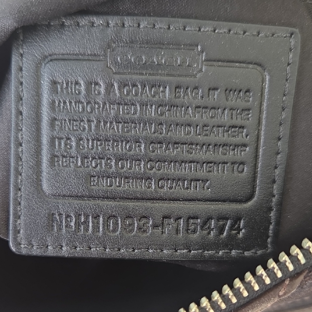 Coach Optic Black Brown Leather Shouder Bag Purse - Picture 11 of 16
